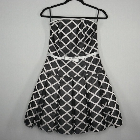 Jessica Mcclintock Dress Womens Size 8 Black Silver Fit and Flare Pleated Tulle - Picture 1 of 5